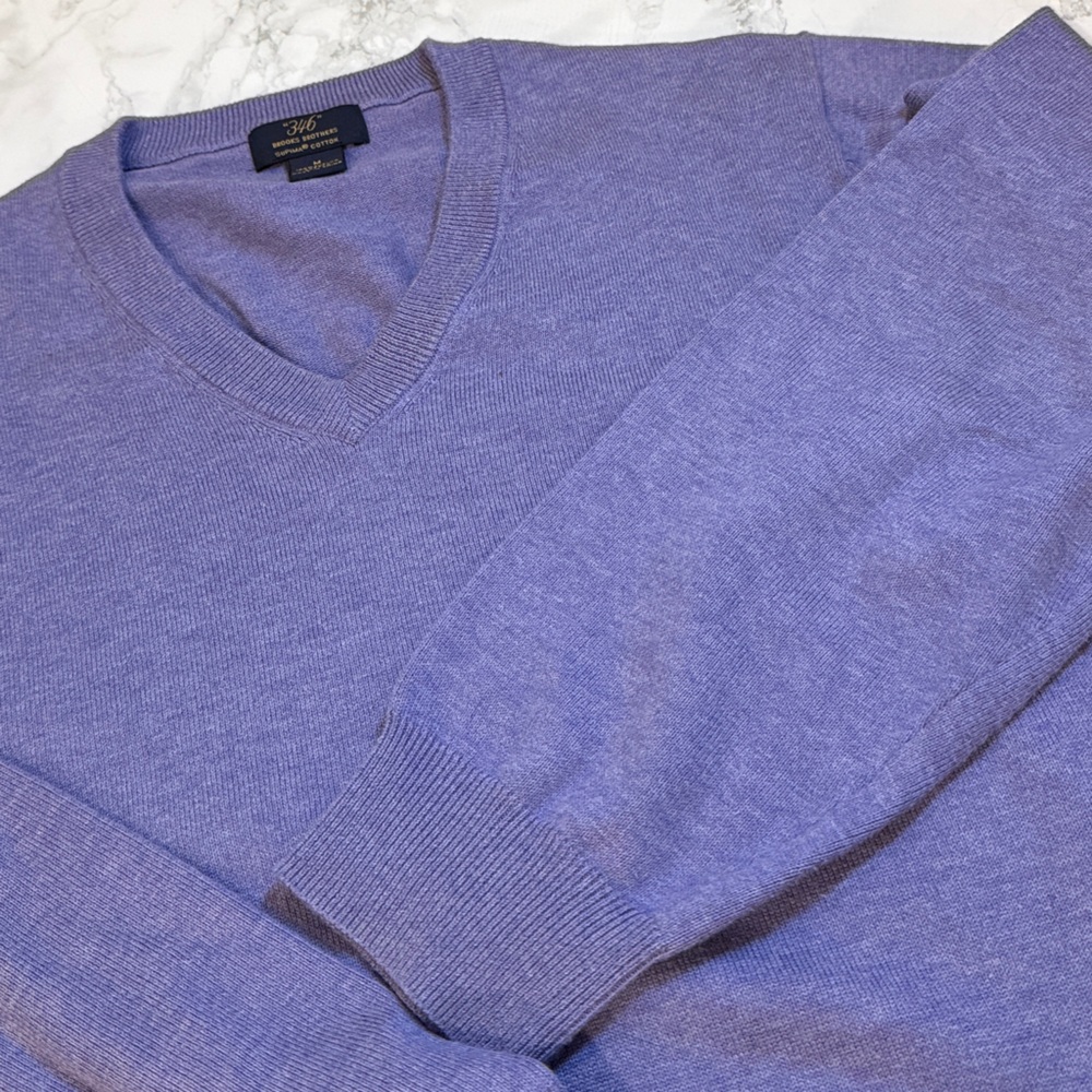 Brooks Brothers 346 Purple Supima Cotton V-Neck Sweater Men’s M